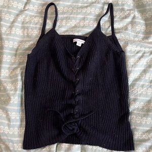 Black sweater material cropped tank.